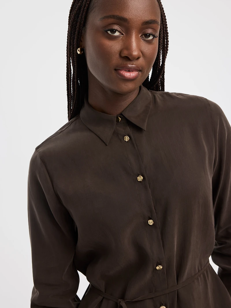 Chemise à manches longues avec ceinture nouer