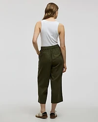 Cropped Wide-Leg Linen-Blend Pant