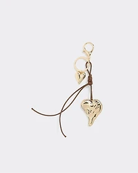 Cord Bag Charm with Metal Heart