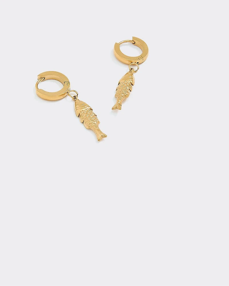 Anneaux en acier inoxydable avec pendentif poisson