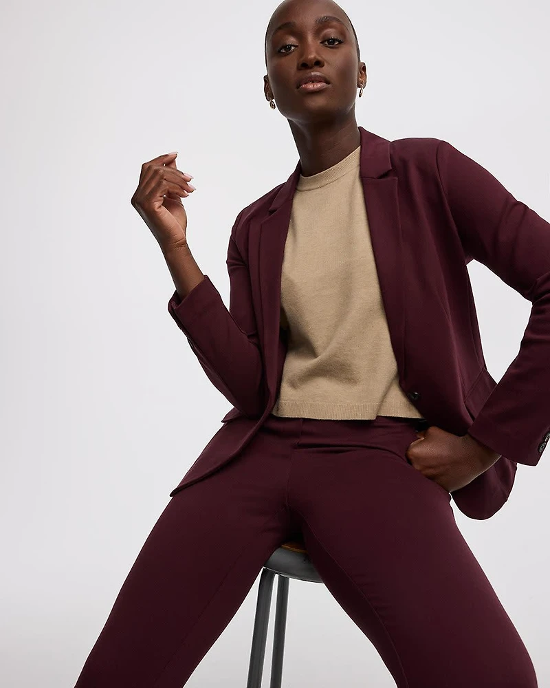 Fitted One-Button Knit Blazer - The Modern Stretch (R)