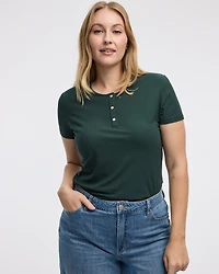 Ribbed Henley T-Shirt