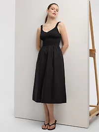 Sleeveless Midi Dress with Smocked Top