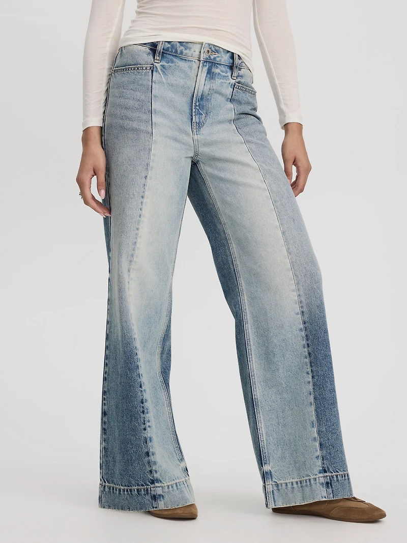 Wide-Leg High-Rise Jean with Elastic Waist
