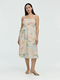 Sleeveless Midi Dress with Sweetheart Neckline