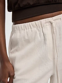 Pantalon à jambe large en mélange de lin