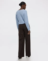 Pantalon à jambe large et taille mi-haute