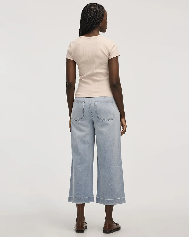 Fitted Crew-Neck Ribbed T-Shirt