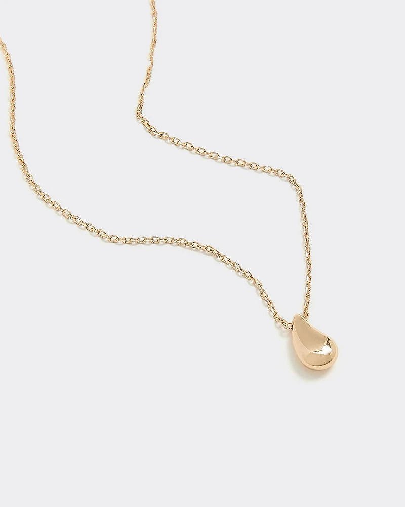 Stainless Steel Short Necklace with Teardrop Pendant