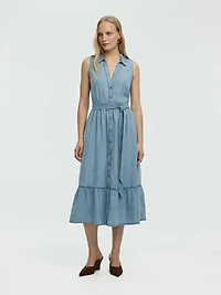 Sleeveless Buttoned-Down Midi Dress