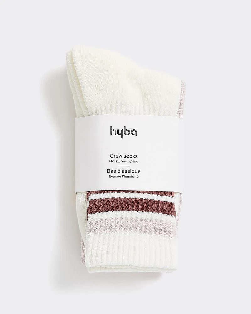 Striped and Solid Crew Socks - Hyba 2 pairs