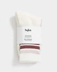 Striped and Solid Crew Socks - Hyba 2 pairs
