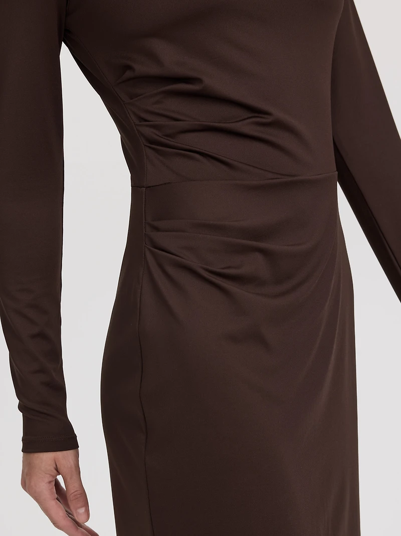 Long-Sleeve Bodycon Mini Dress with Side Shirrings