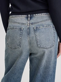 Jean à jambe large et taille haute élastique - Coupe Courbes
