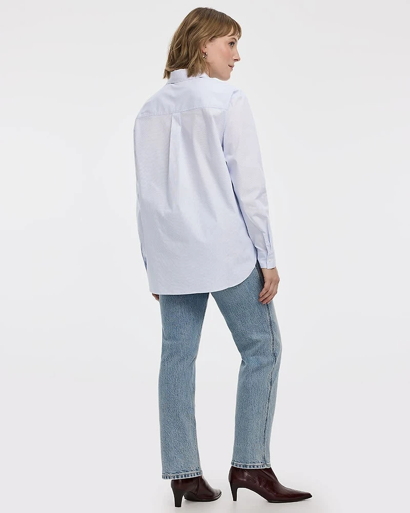 Long-Sleeve Poplin Shirt with Chest Pocket