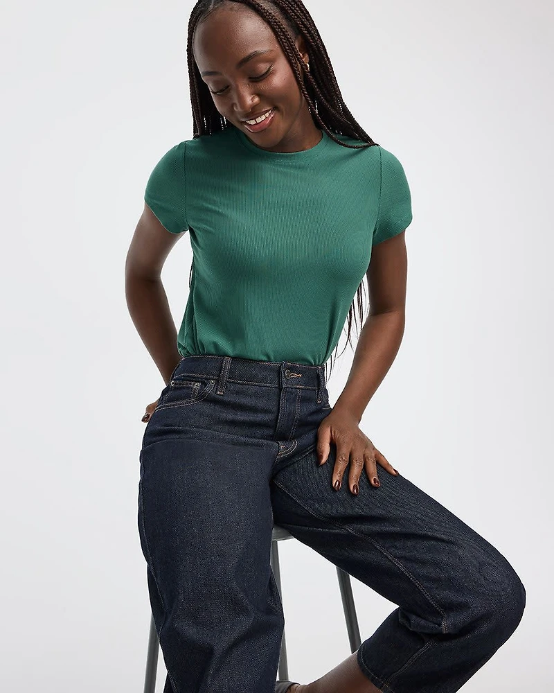 Fitted Crew-Neck Ribbed T-Shirt - R Essentials