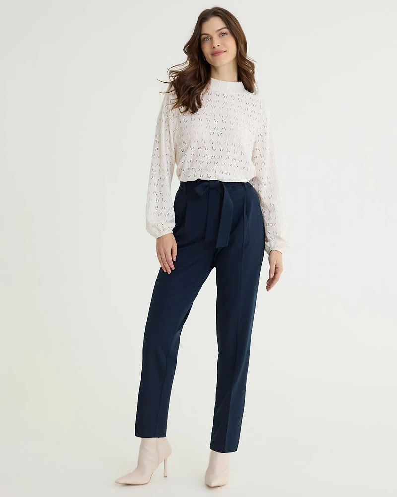 Tapered-Leg High-Rise Pant with Sash - Curvy Fit The Timeless