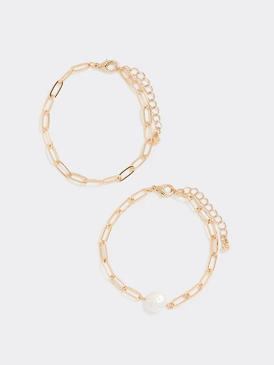 Two-Chain Bracelet with Freshwater Pearls