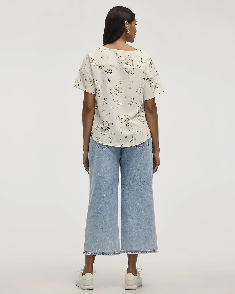 Short-Sleeve Crew-Neck T-Shirt Blouse