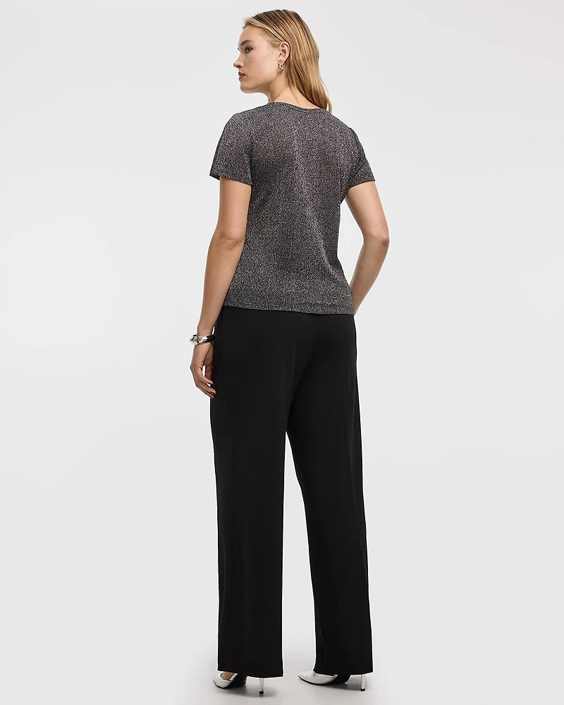 Short-Sleeve Crew-Neck Shimmery Tee