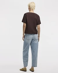 Short-Sleeve V-Neck Buttoned-Down Blouse