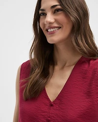 Extended-Sleeve V-Neck Buttoned-Down Blouse