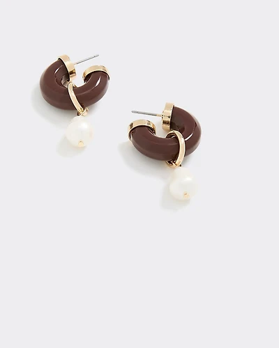 Resin Hoops with Pearl Pendant