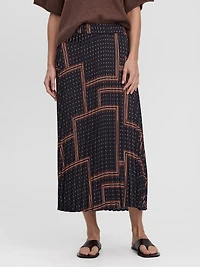 Jupe midi en satin plissé