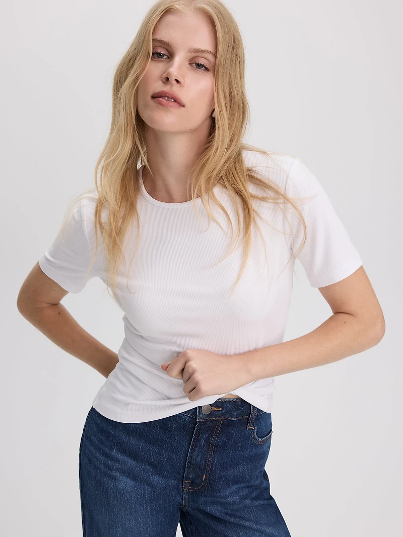 Long-Sleeve Crew-Neck Ribbed T-Shirt - R Essentials