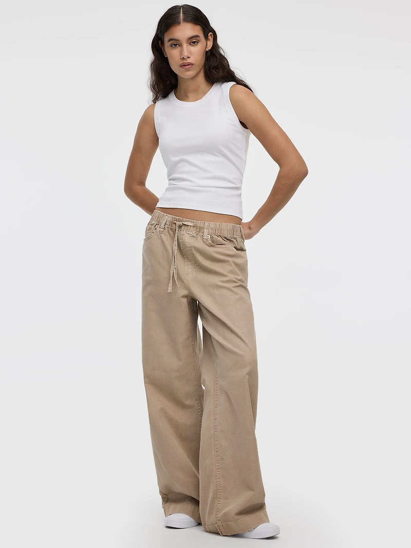 Pull-On High-Rise Linen-Blend Pant