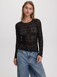 Long-Sleeve Lace Top