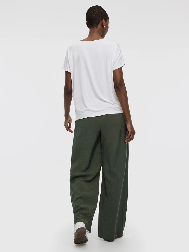 Short-Dolman-Sleeve Boat-Neck T-Shirt