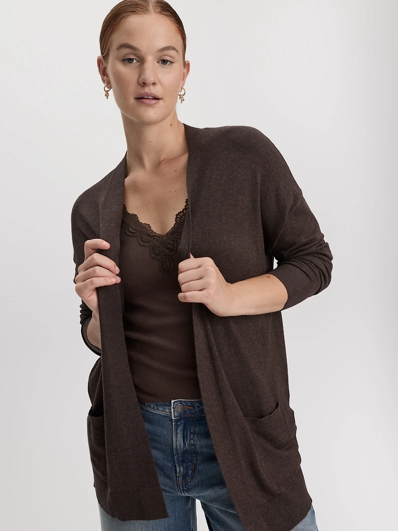 Long-Sleeve Open Cardigan with Pockets - R Essentials