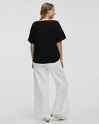 Short-Sleeve Crew-Neck T-Shirt Blouse