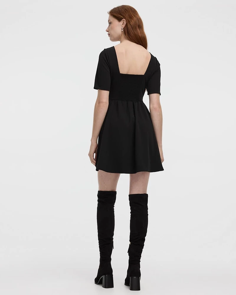 Short-Sleeve Crew-Neck Mini Dress