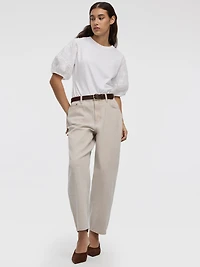 Haut bimatière à manches courtes bouffantes et col rond