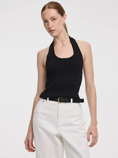 Camisole côtelée à col licou