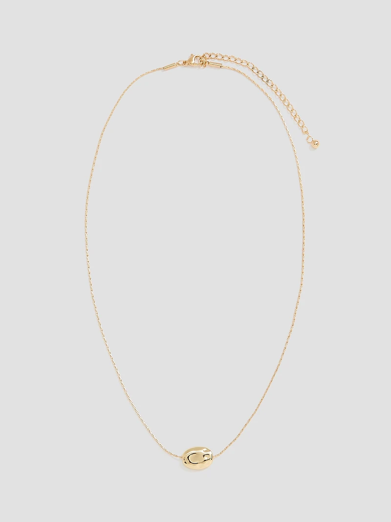 Short Necklace with Stainless Steel Textured Pendant