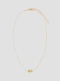 Short Necklace with Stainless Steel Textured Pendant
