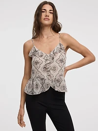V-Neck Tank with Ruffles
