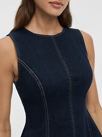 Robe courte en denim sans manches