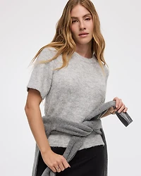 Elbow-Sleeve Crew-Neck Loose Sweater