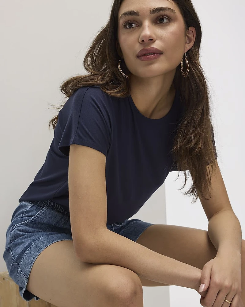 T-shirt à manches courtes dolman et col bateau