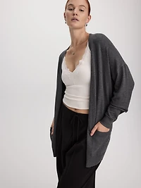 Long-Sleeve Open Cardigan with Pockets - R Essentials
