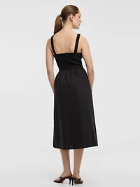 Sleeveless Midi Dress with Smocked Top
