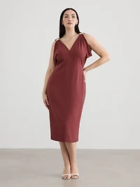 Robe midi ajustée sans manches à col V