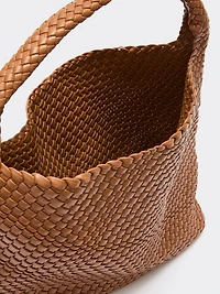 Sac porté épaule en faux cuir tressé