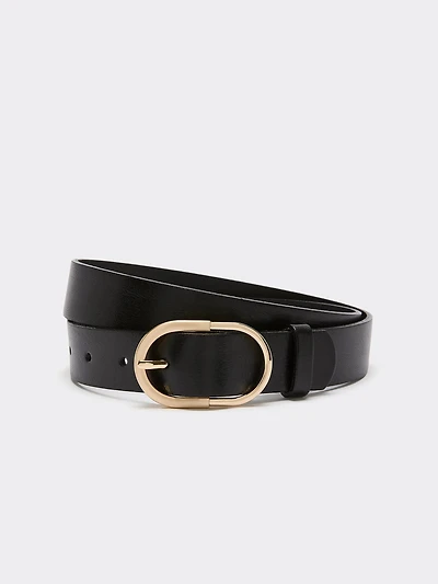 Leather Belt with Oval Buckle