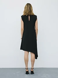 Sleeveless Midi Dress with Shoulder Pads