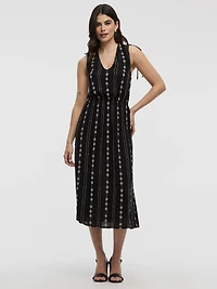 Sleeveless V-Neck Midi Dress